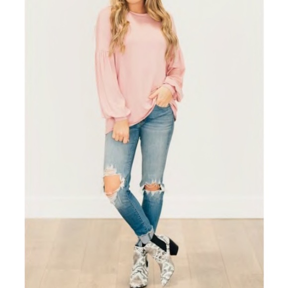 NEW Blush Bubble Sleeve Top - Picture 3 of 8